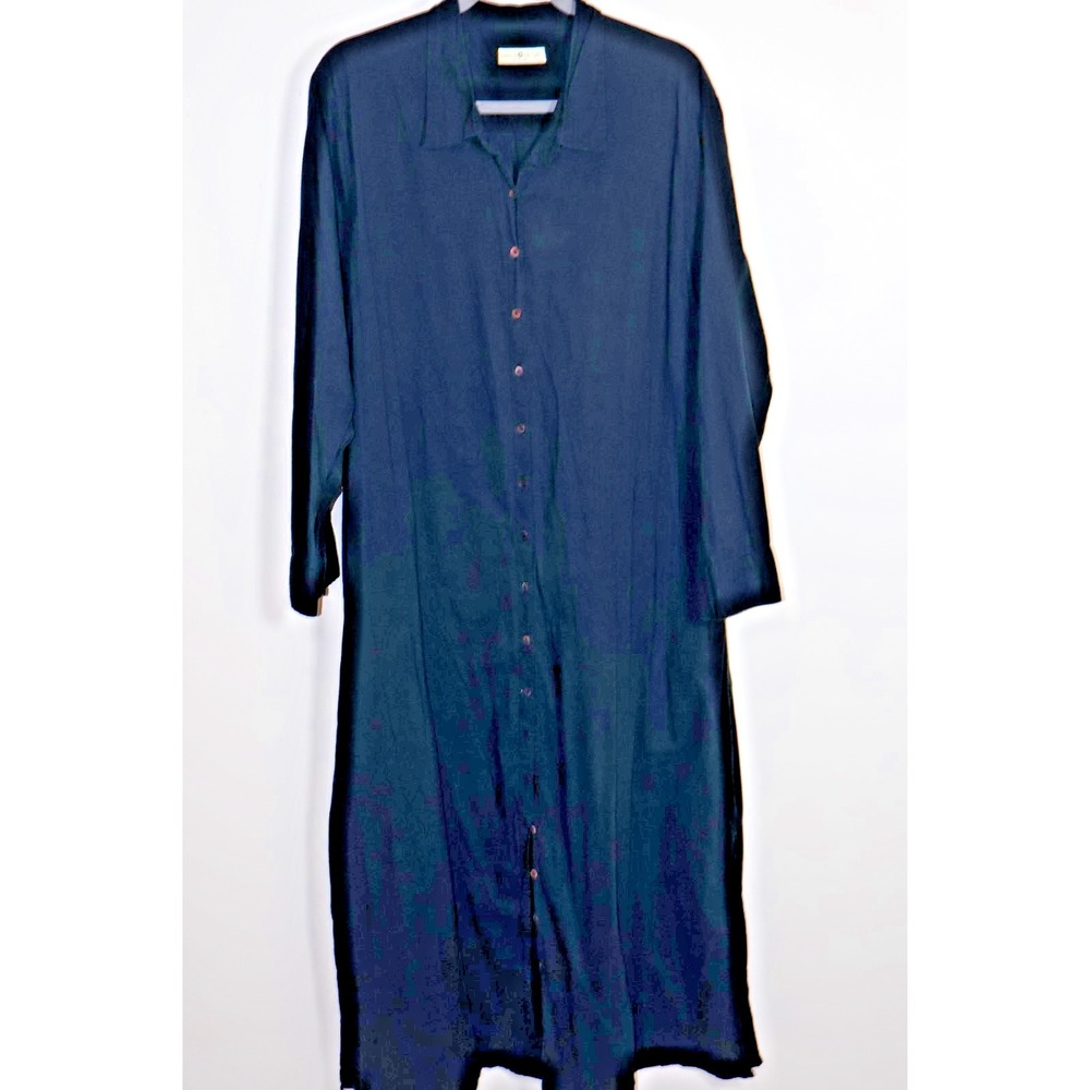 Natural Life Dress Size L/XL Navy Blue Cotton Maxi‎ Long Sleeve  Modesty Boho